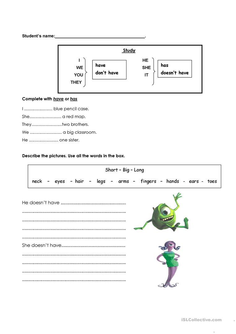Parts Of A Map Worksheet Parts Of the Body Verb to Have English Esl Worksheets for