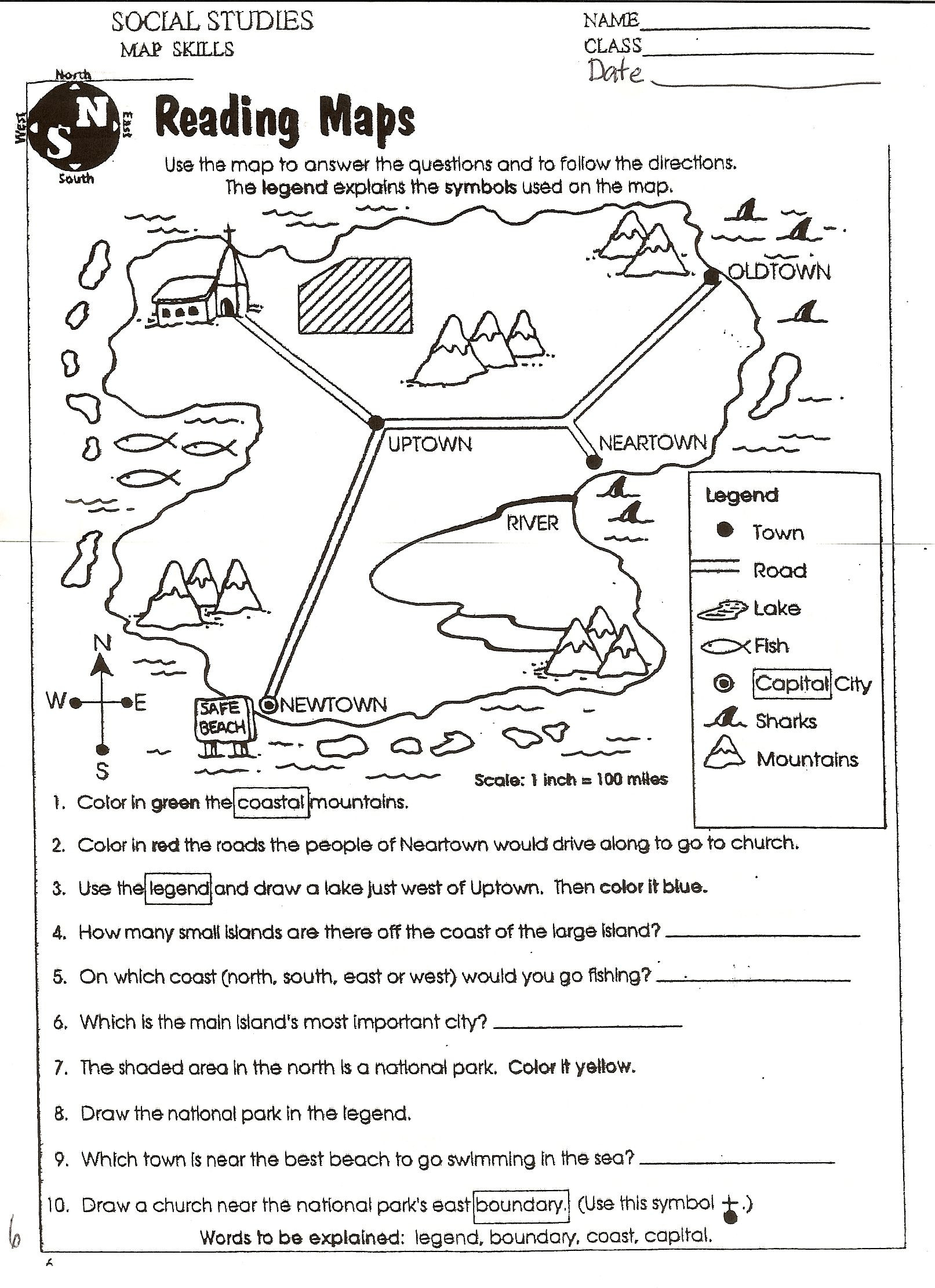 Parts Of A Map Worksheet social Stu S Skills