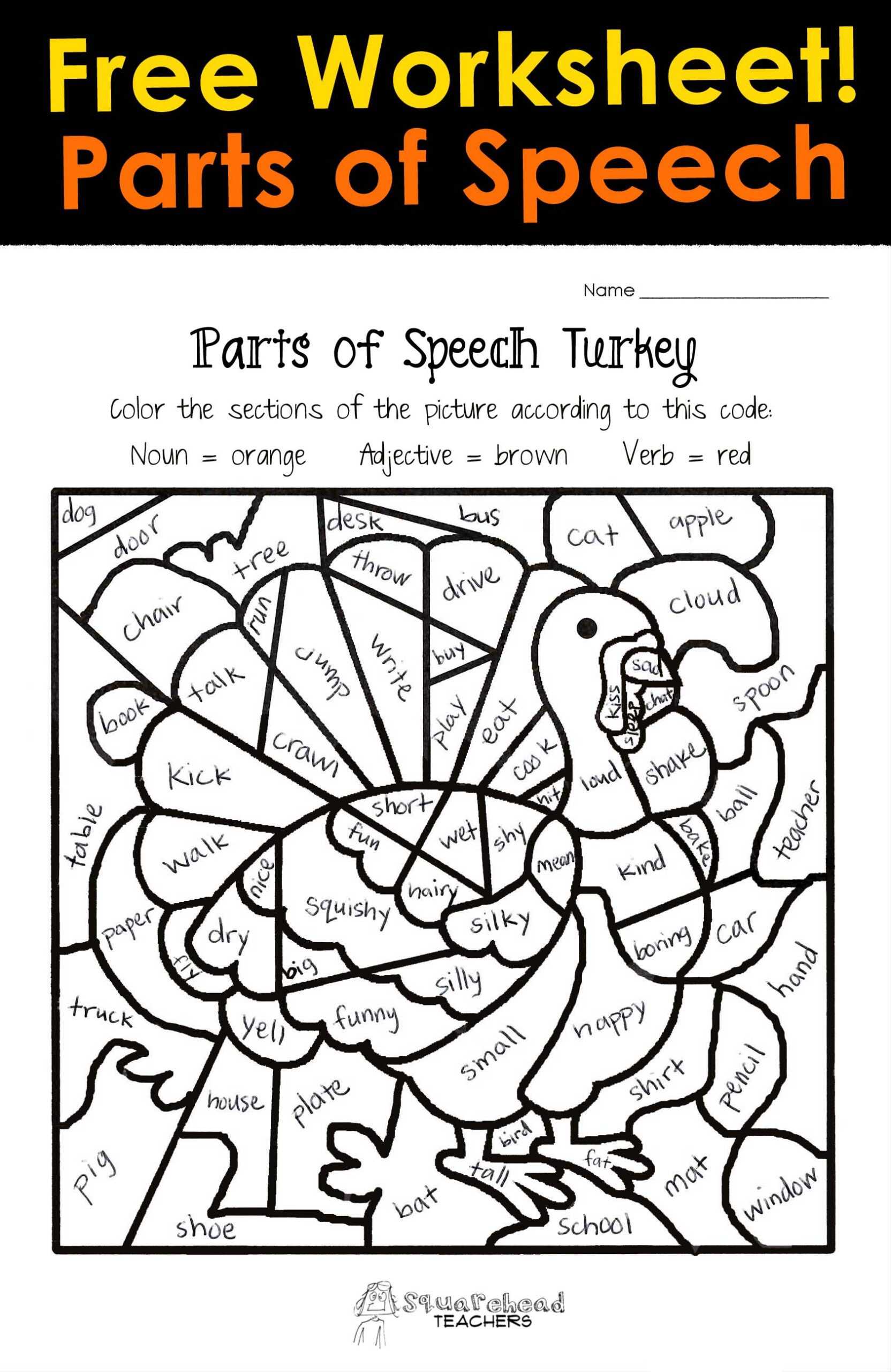 Parts Of An Apple Worksheet Thanksgiving Parts Speech Worksheet Squarehead Teachers