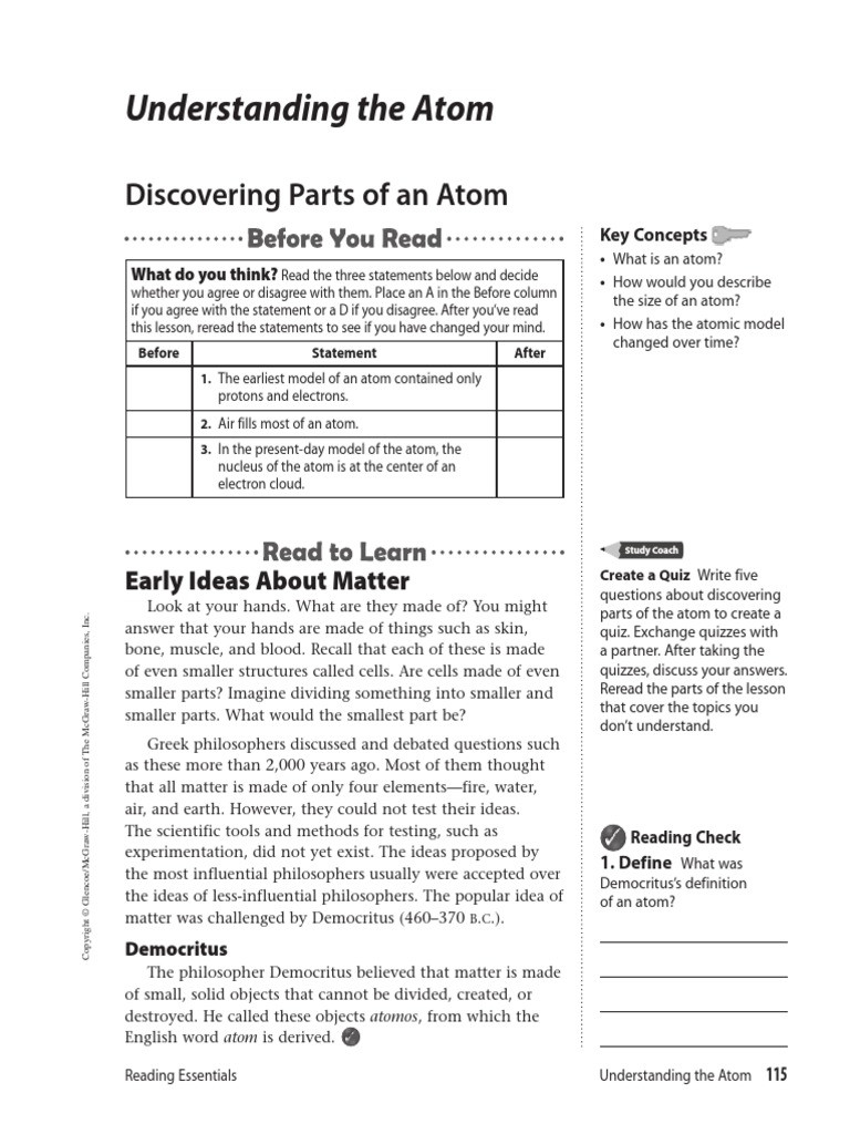 Parts Of An atom Worksheet Discovering Parts Of the atom Reading Essentials