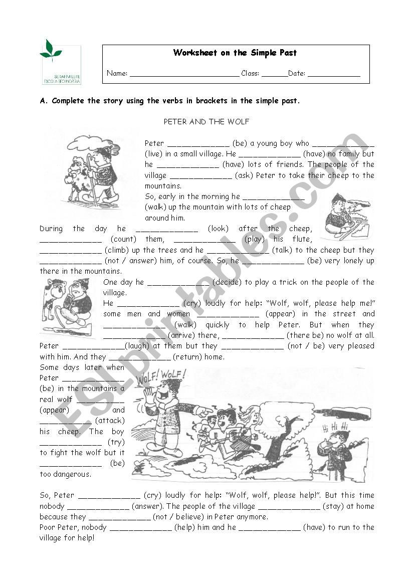 Peter and the Wolf Worksheet Past Simple Peter and the Wolf Esl Worksheet by Dinamsp