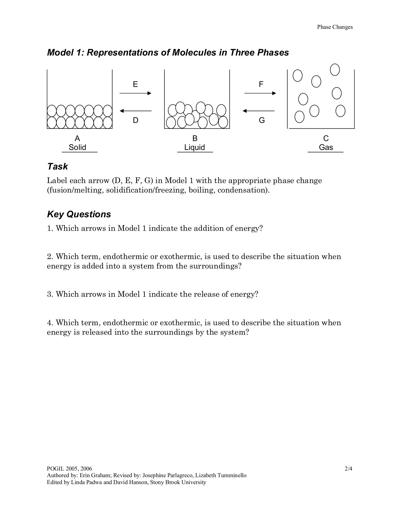 Phase Change Worksheet Answers Phase Changes Pogil Pages 1 4 Text Version
