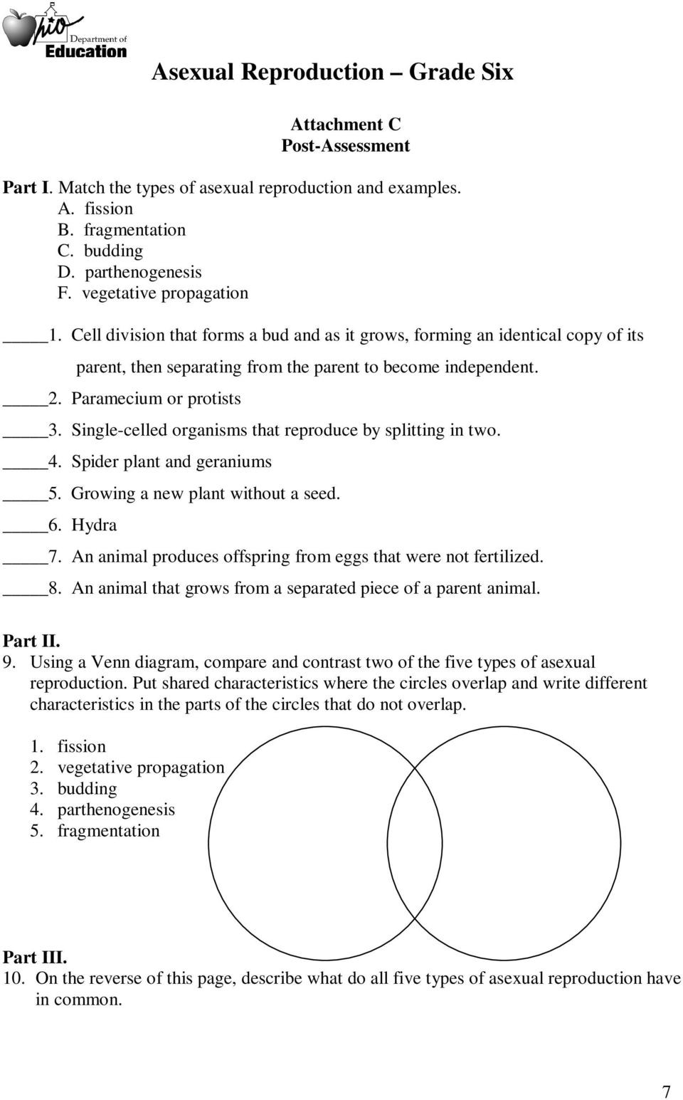 Plant Reproduction Worksheet Answers A Ual Reproduction Grade Six Pdf Free Download