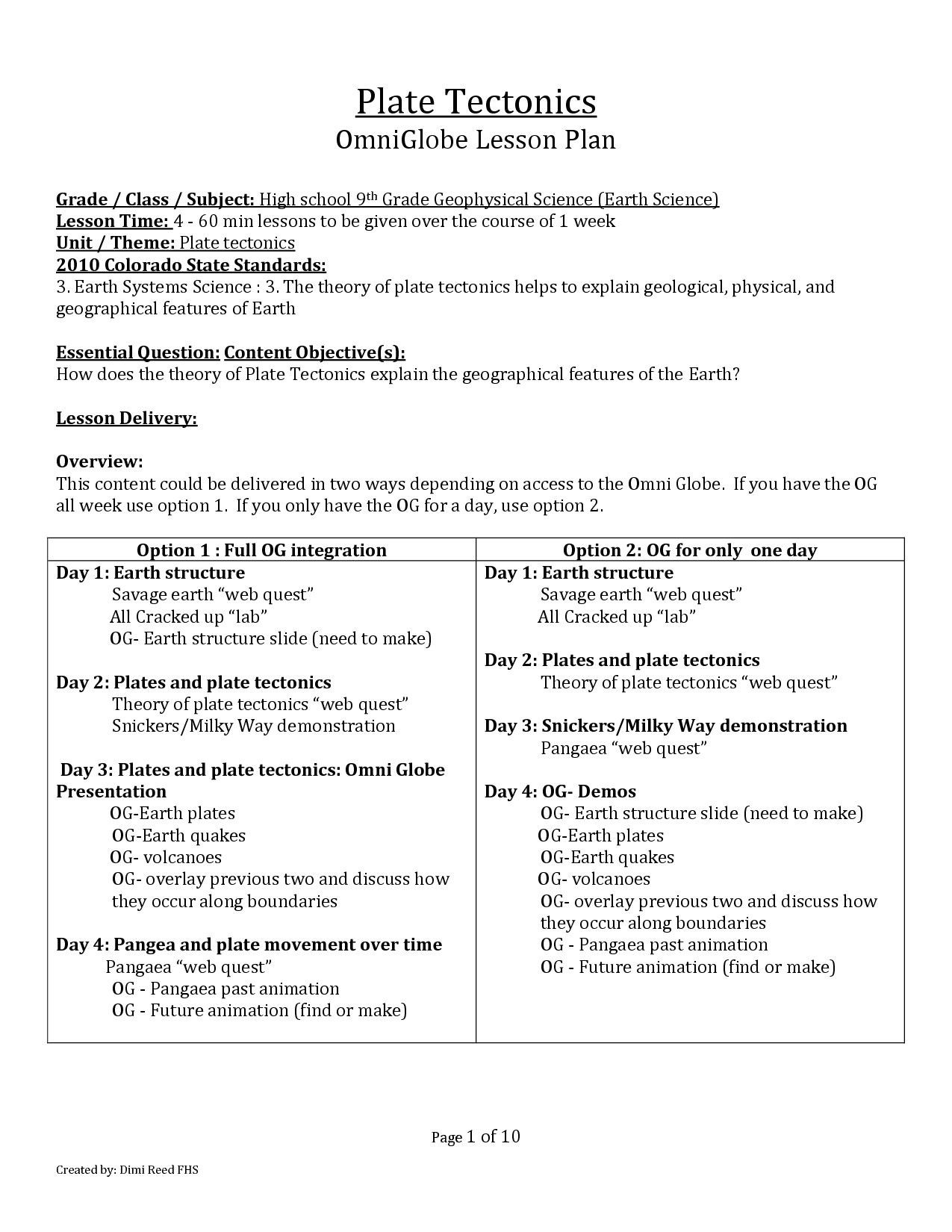 Plate Boundary Worksheet Answers the theory Plate Tectonics Worksheet Answers