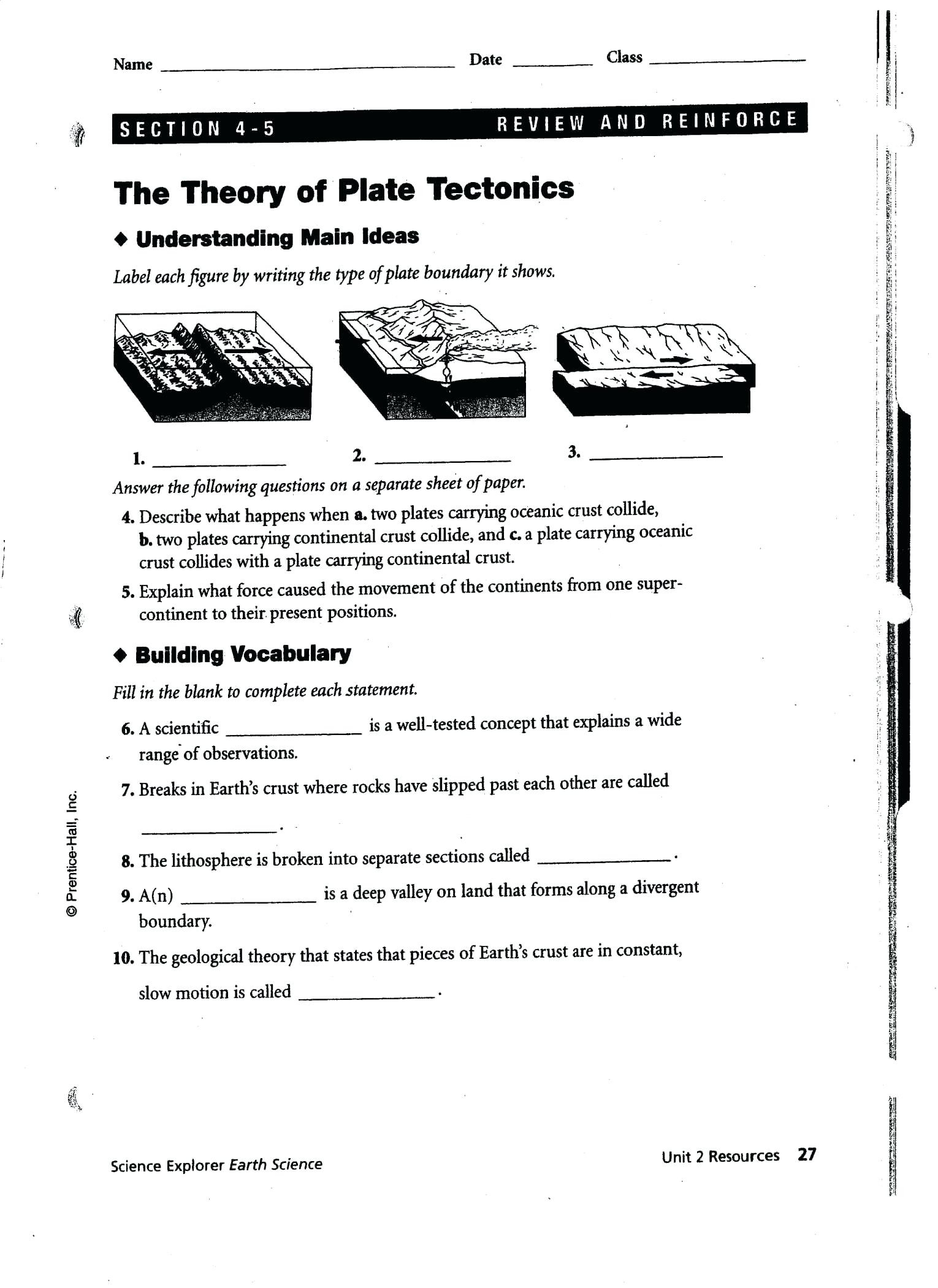 Plate Tectonic Worksheet Answers Plate Tectonics Worksheets for Middle School Awesome the