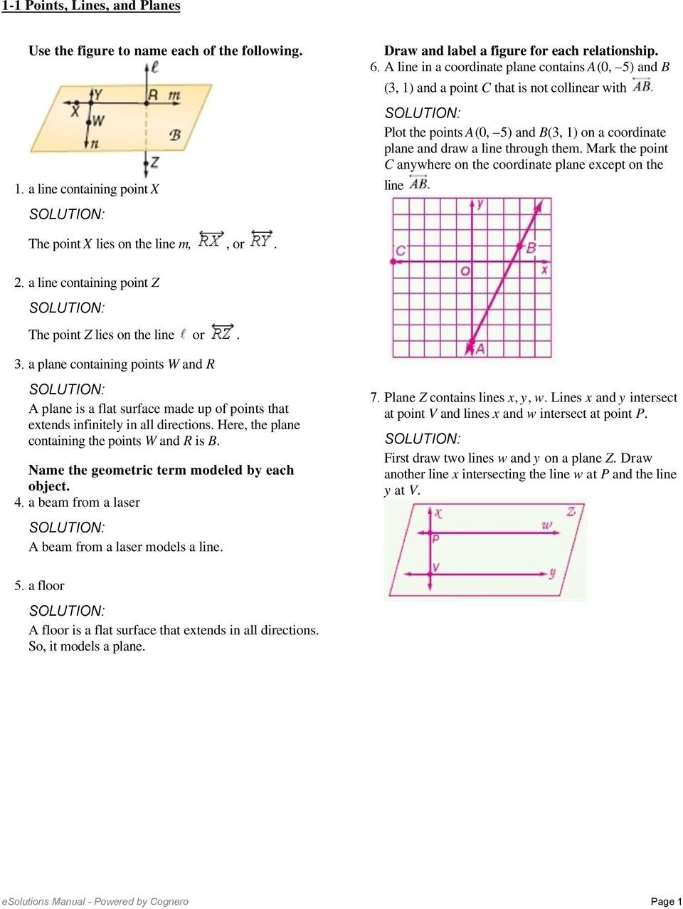 Points Lines and Planes Worksheet A Floor is A Flat Surface that Extends In All Directions so