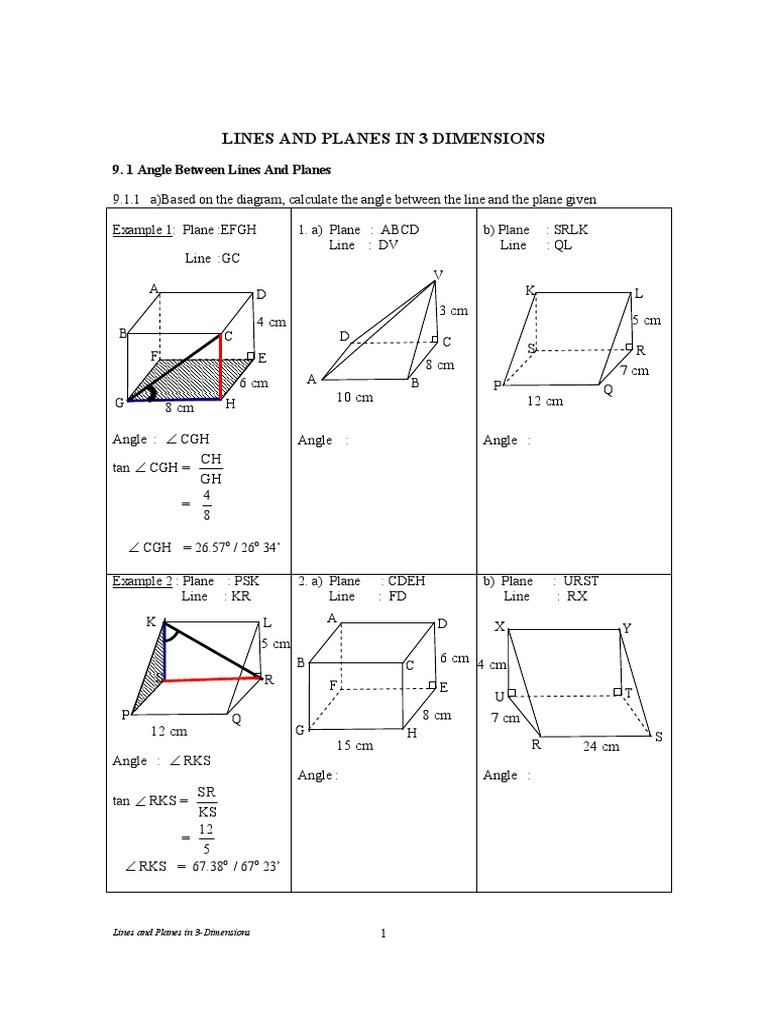 Points Lines and Planes Worksheet Worksheet] Lines &amp; Planes In 3d 1 Rectangle