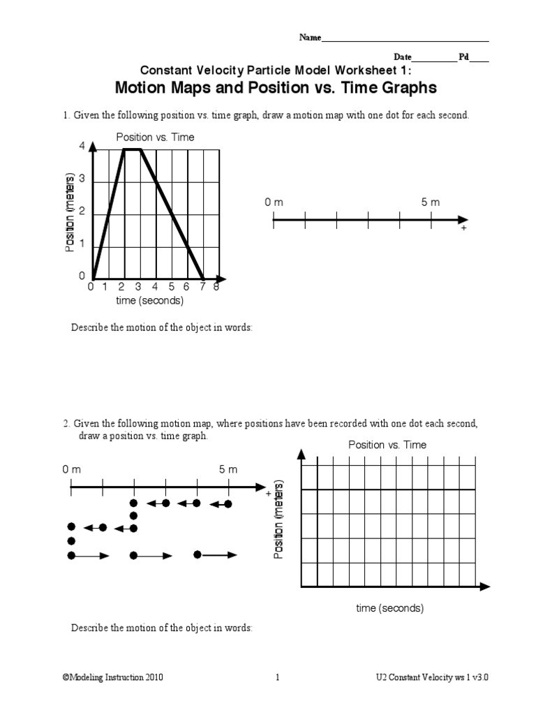 Position Time Graph Worksheet Cv Worksheets Velocity