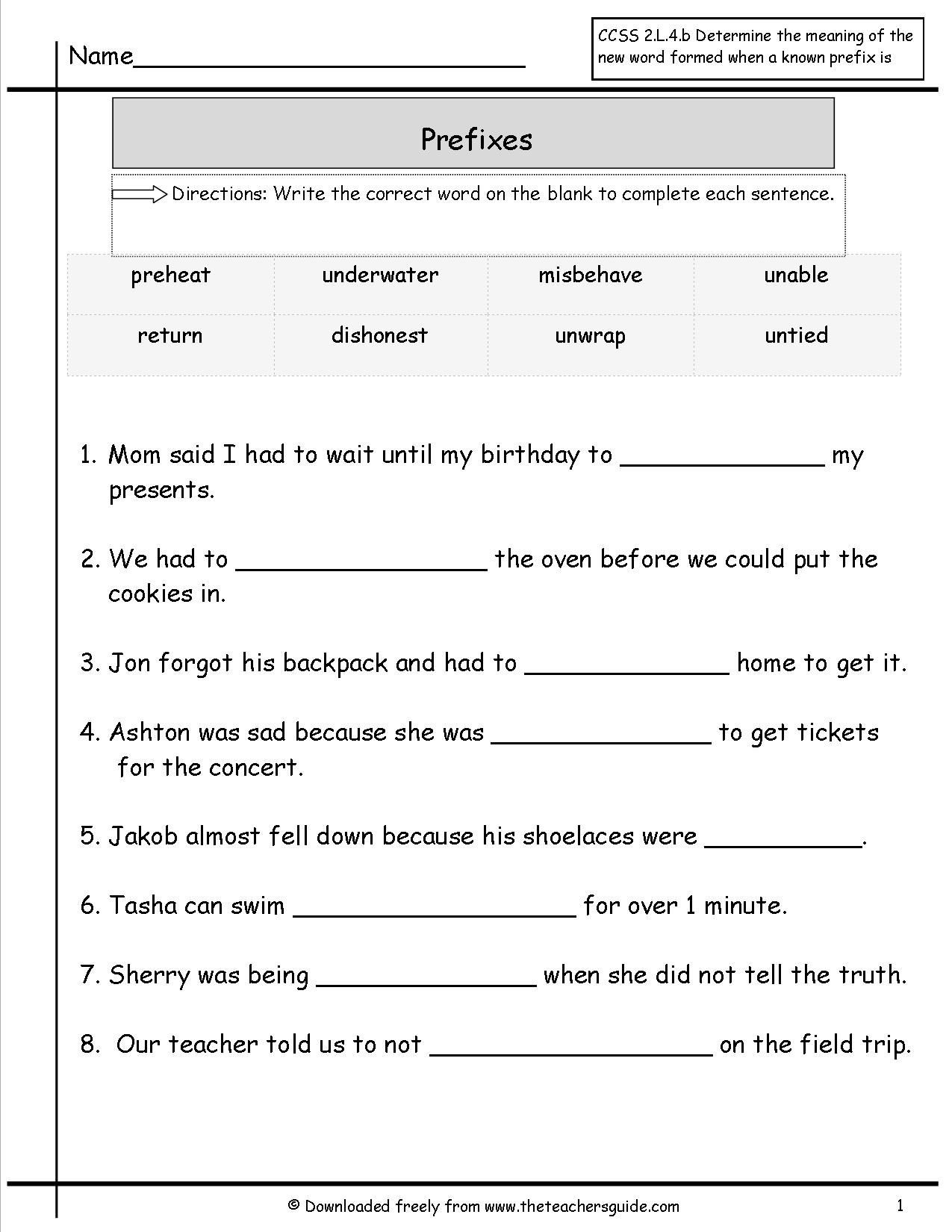Prefixes and Suffixes Worksheet Free Prefixes and Suffixes Worksheets From the Teacher S