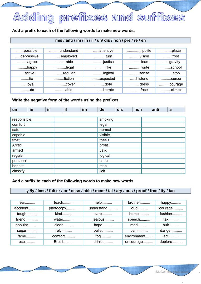 Prefixes and Suffixes Worksheet Prefixes and Suffixes Wordformation English Esl