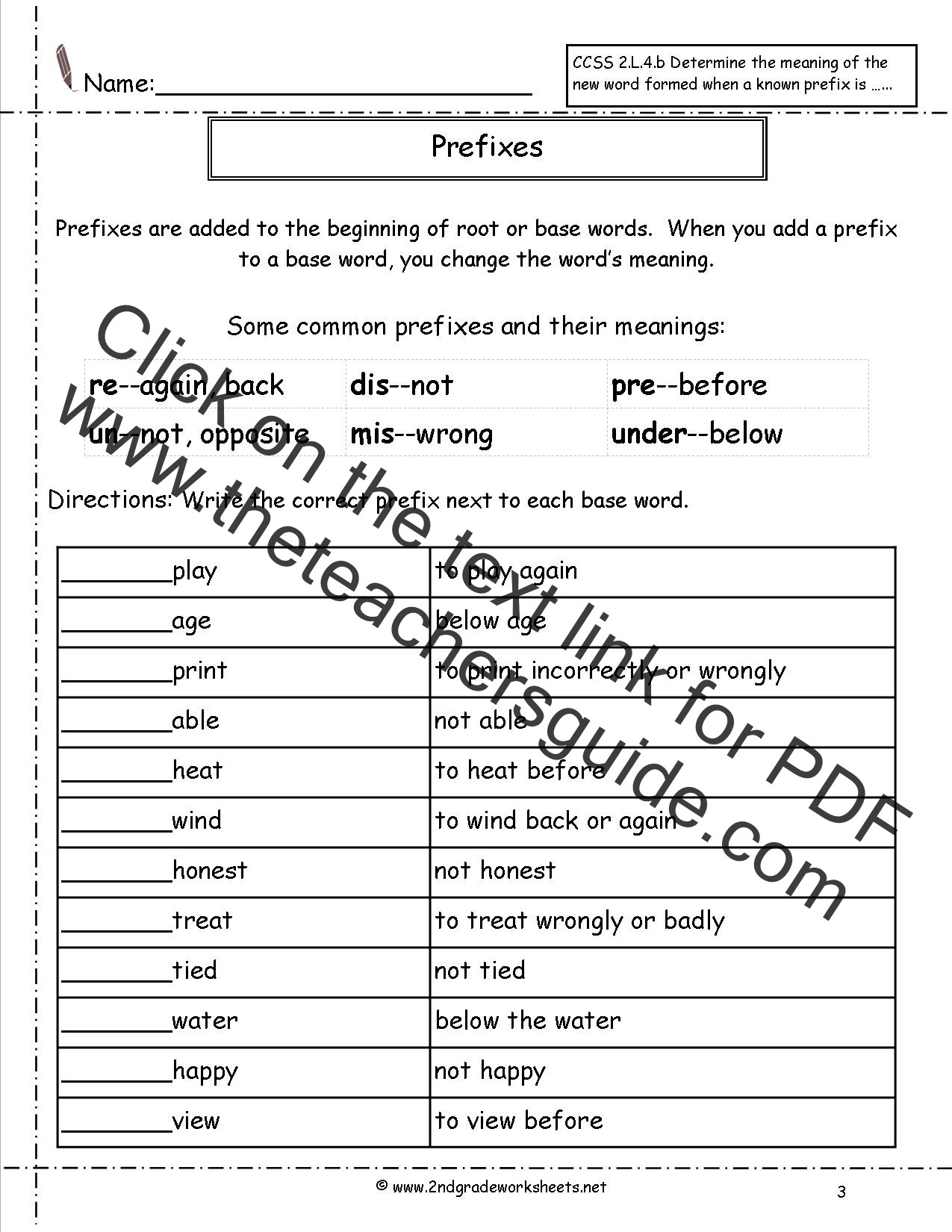 Prefixes and Suffixes Worksheet Second Grade Prefixes Worksheets