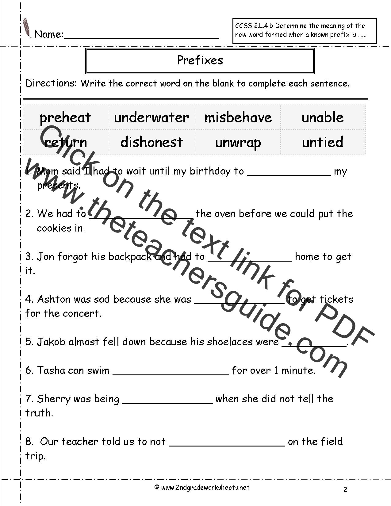 Prefixes and Suffixes Worksheet Second Grade Prefixes Worksheets