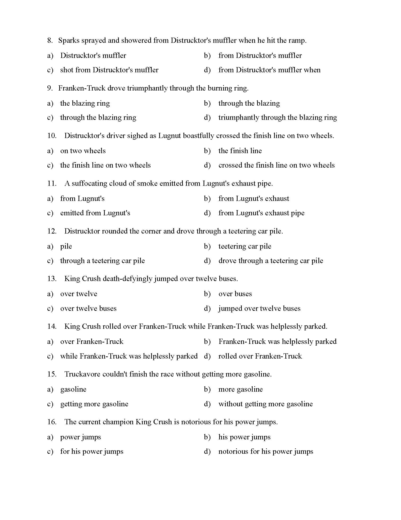 Prepositional Phrase Worksheet with Answers Prepositional Phrases Worksheet 1 Reading Level 3