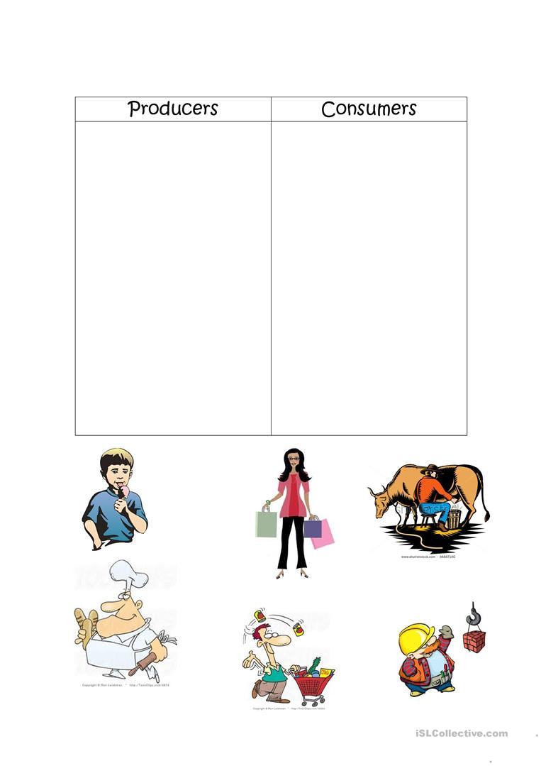 Producers and Consumers Worksheet Producers and Consumers English Esl Worksheets for