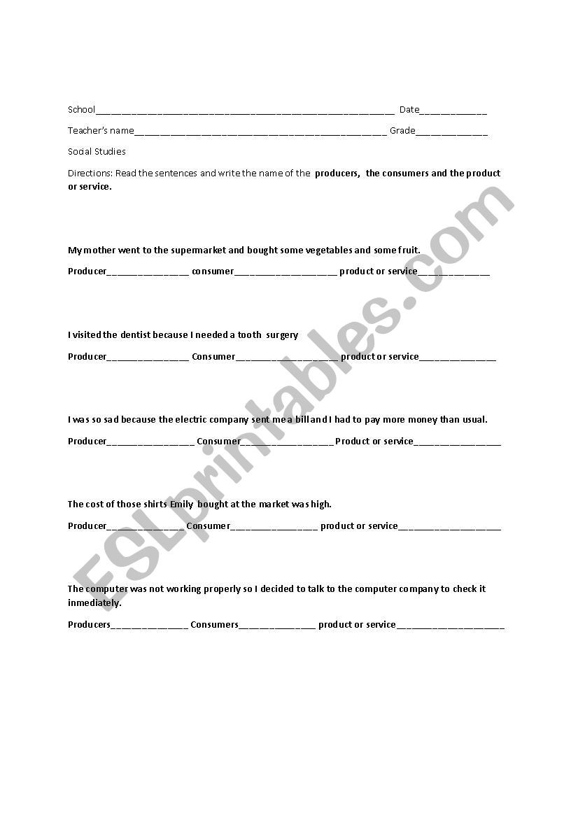 Producers and Consumers Worksheet Producers and Consumers Esl Worksheet by La Cruz Del Cordero