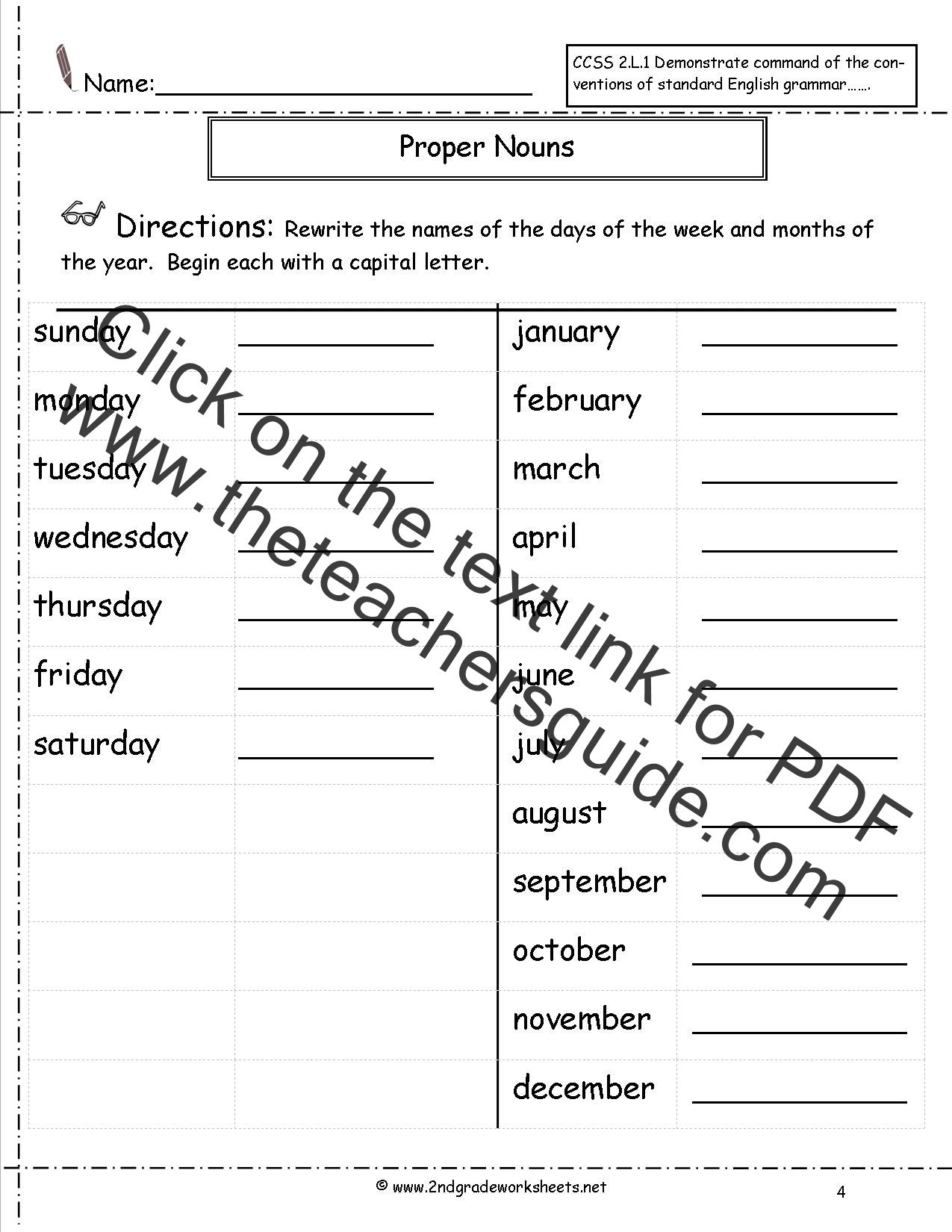 Proper Nouns Worksheet 2nd Grade Worksheets for Preschoolers