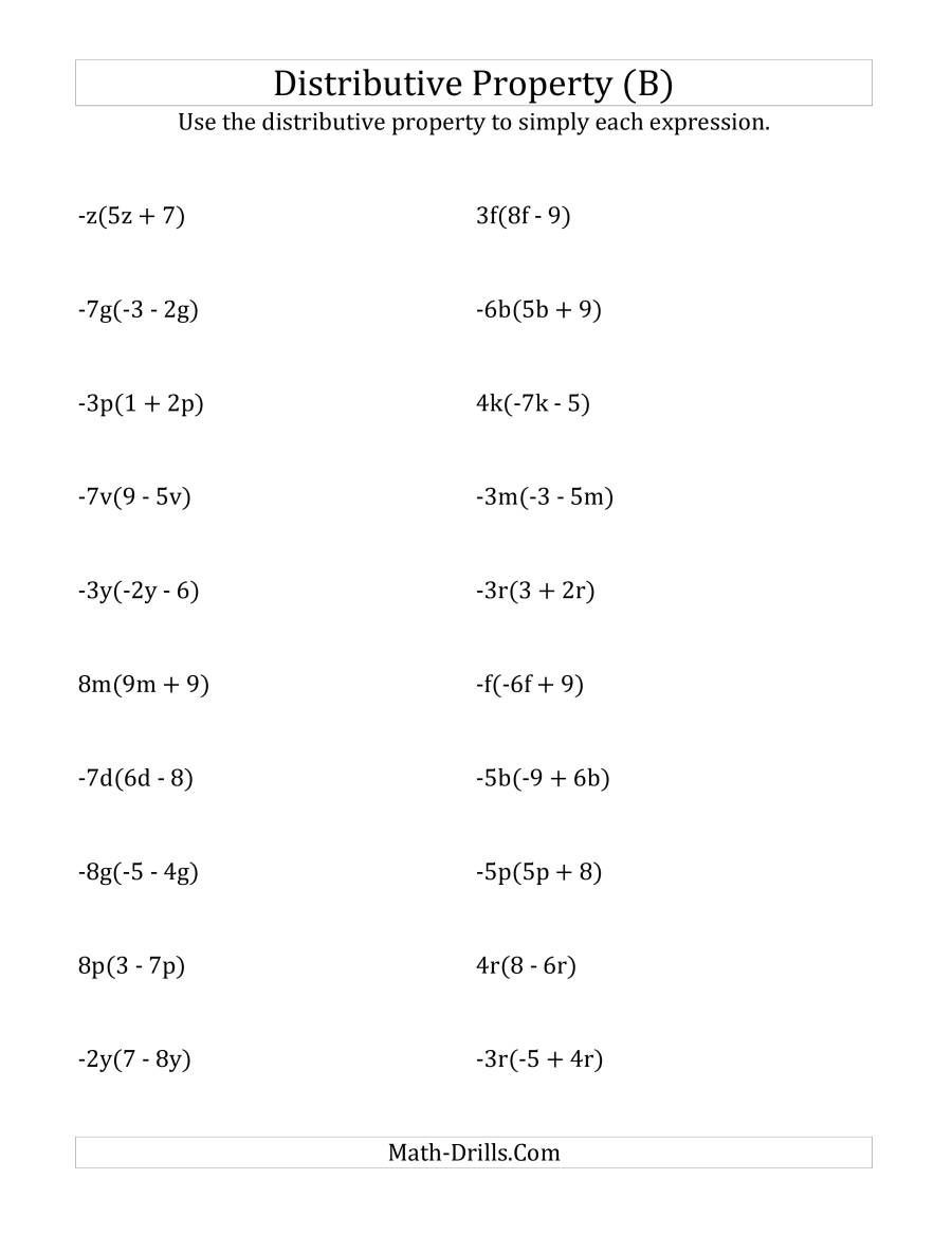 Properties Of Real Numbers Worksheet the Using the Distributive Property All Answers Include