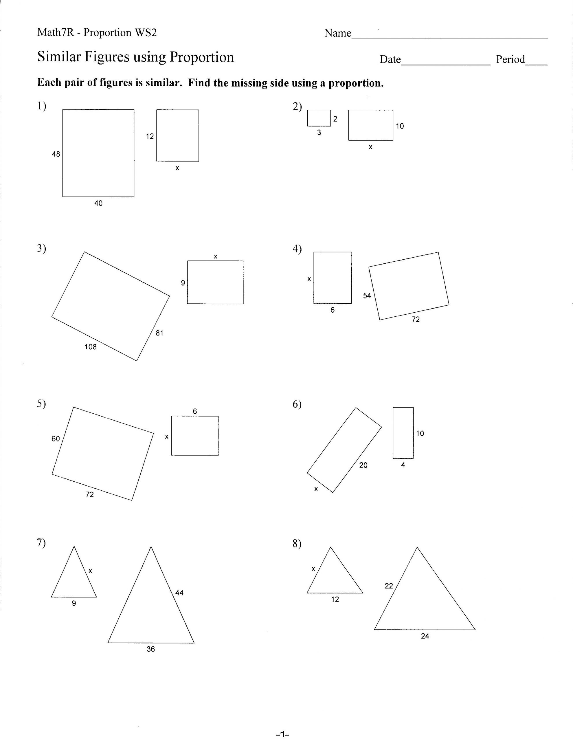 Proportions and Similar Figures Worksheet Worksheets Mrs Lay S Webpage 2011 12