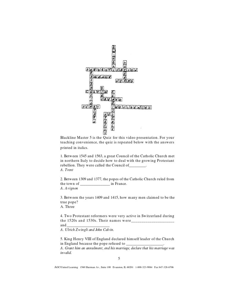 Protestant Reformation Worksheet Answers the Protestant Reformation Worksheet Answers