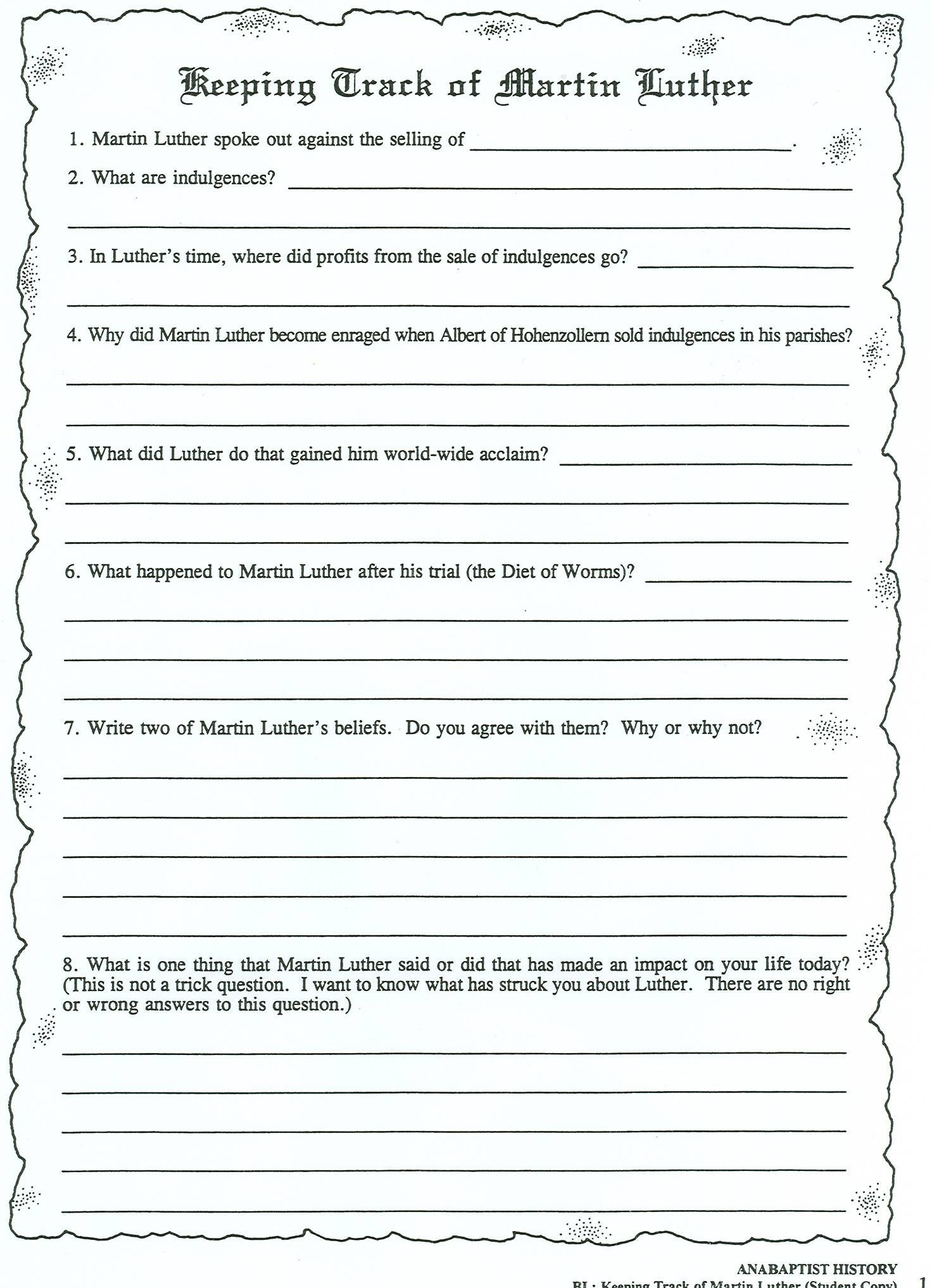 Protestant Reformation Worksheet Answers the Protestant Reformation Worksheet Answers