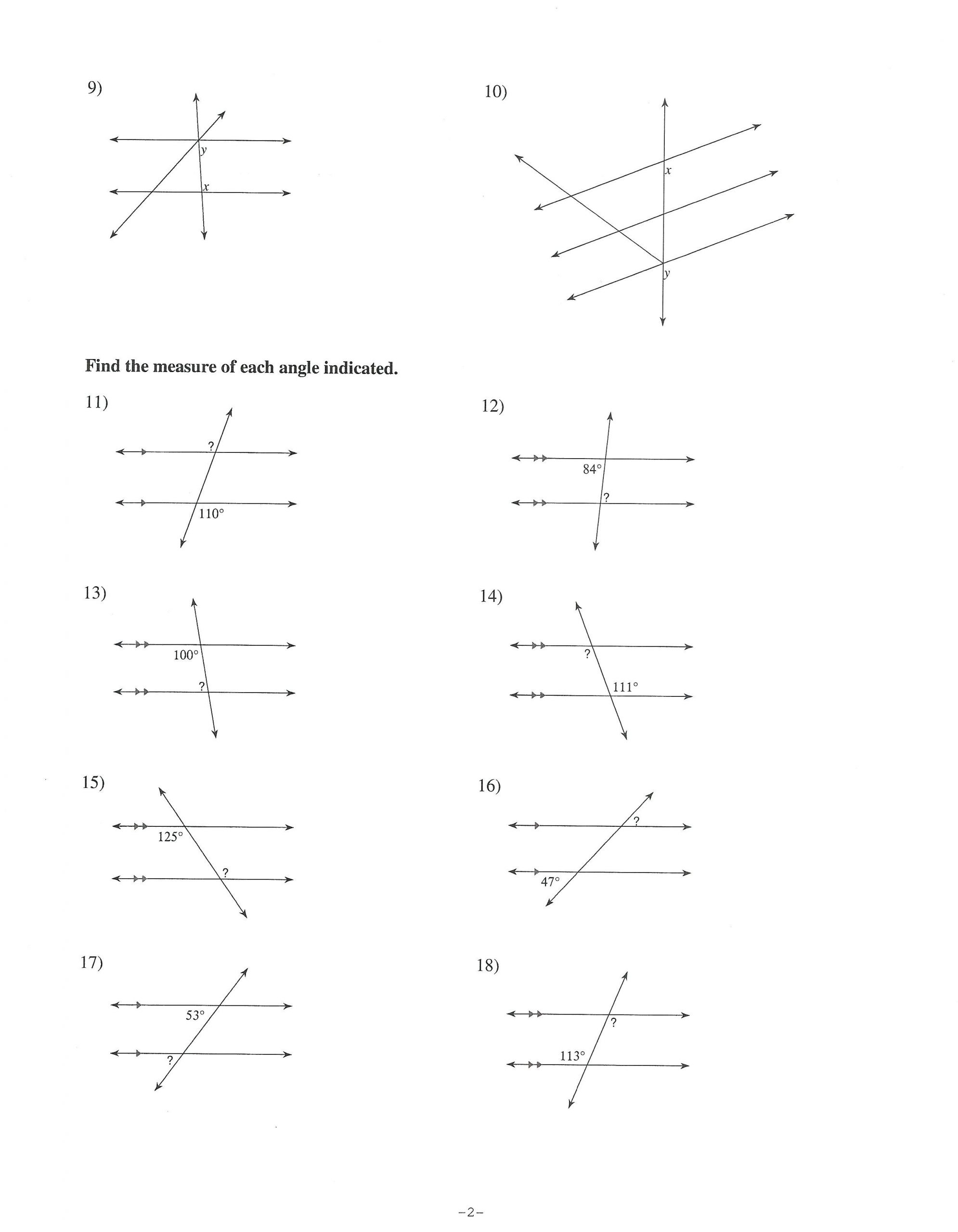 Proving Lines Parallel Worksheet Angles and Parallel Lines Worksheet Answers