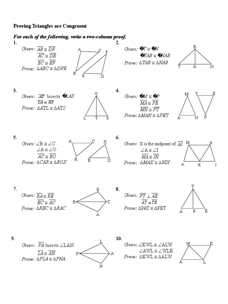 Proving Triangles Congruent Worksheet Triangle Proofs A Triangle