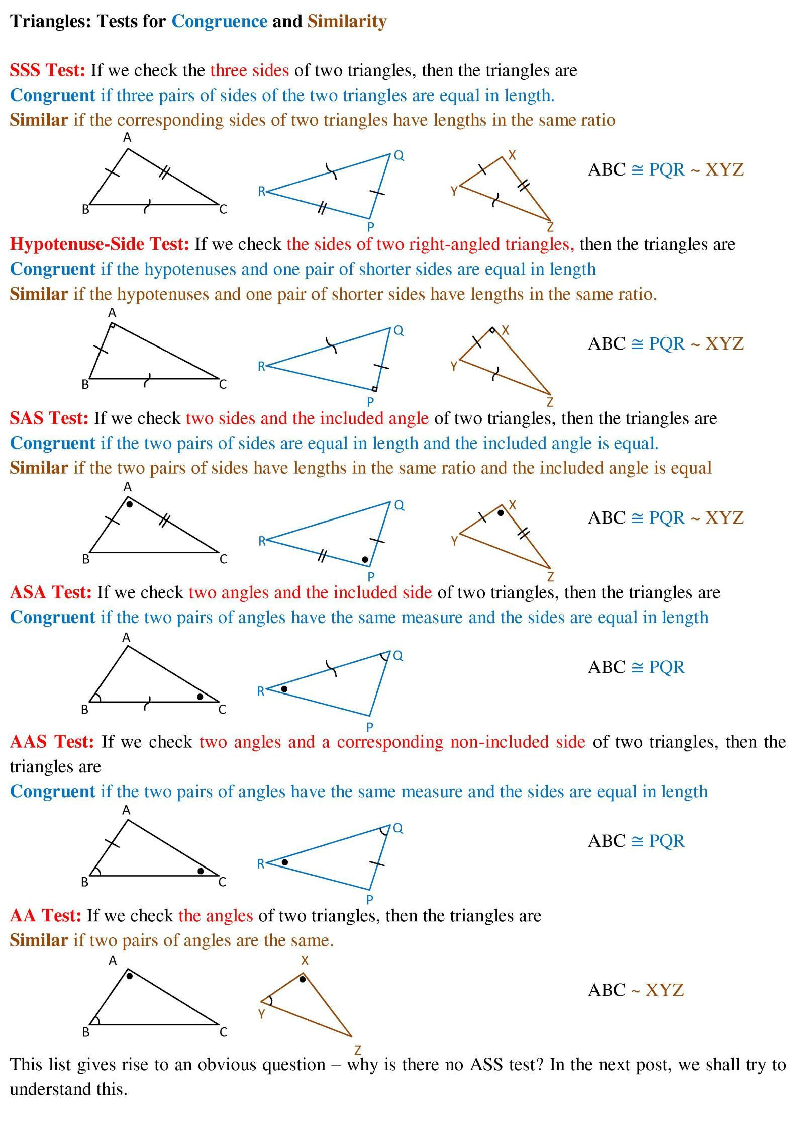 Proving Triangles Congruent Worksheet Triangles – Similarity and Congruence – Cat Holics