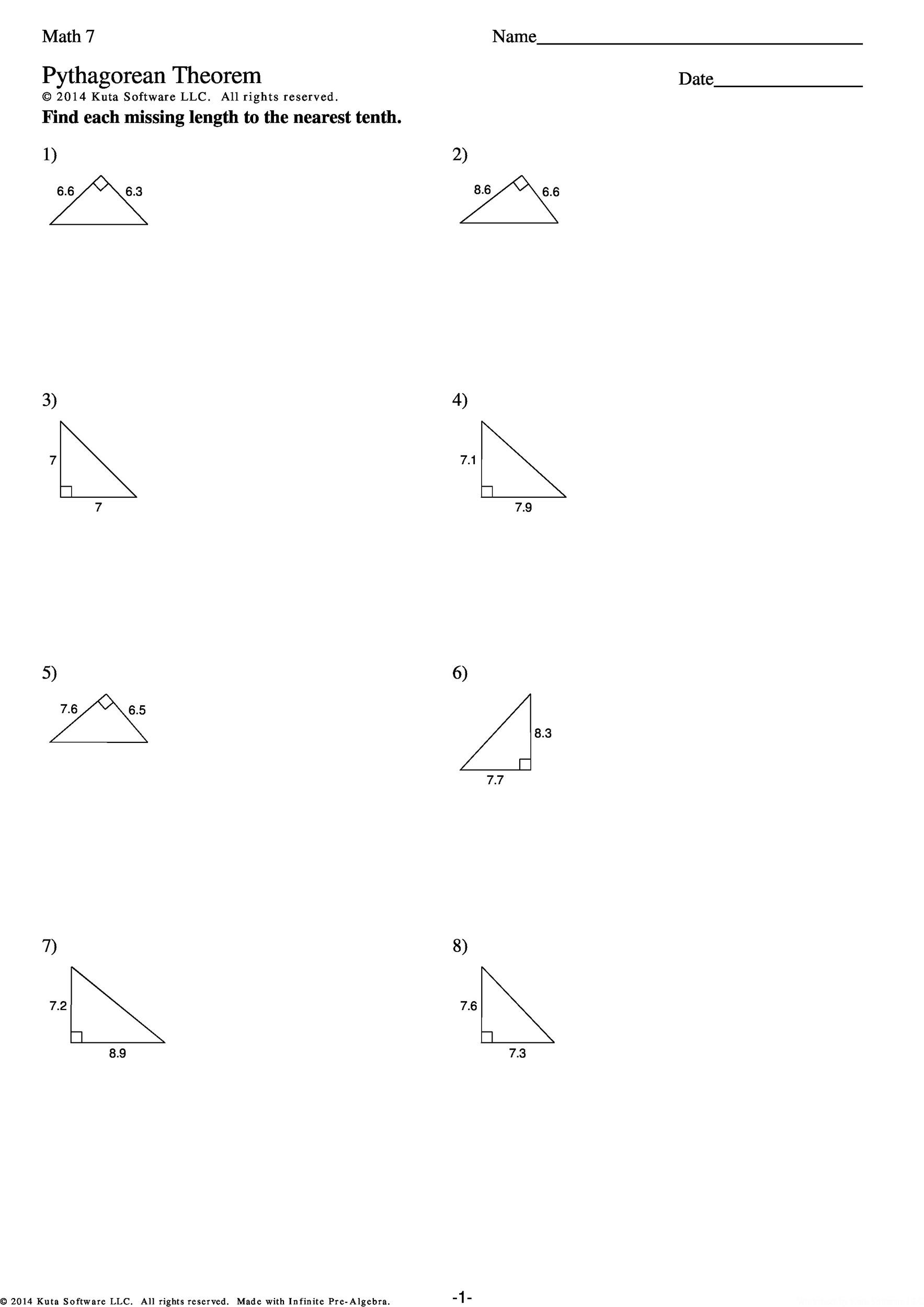 Pythagorean theorem Practice Worksheet 48 Pythagorean theorem Worksheet with Answers [word Pdf]