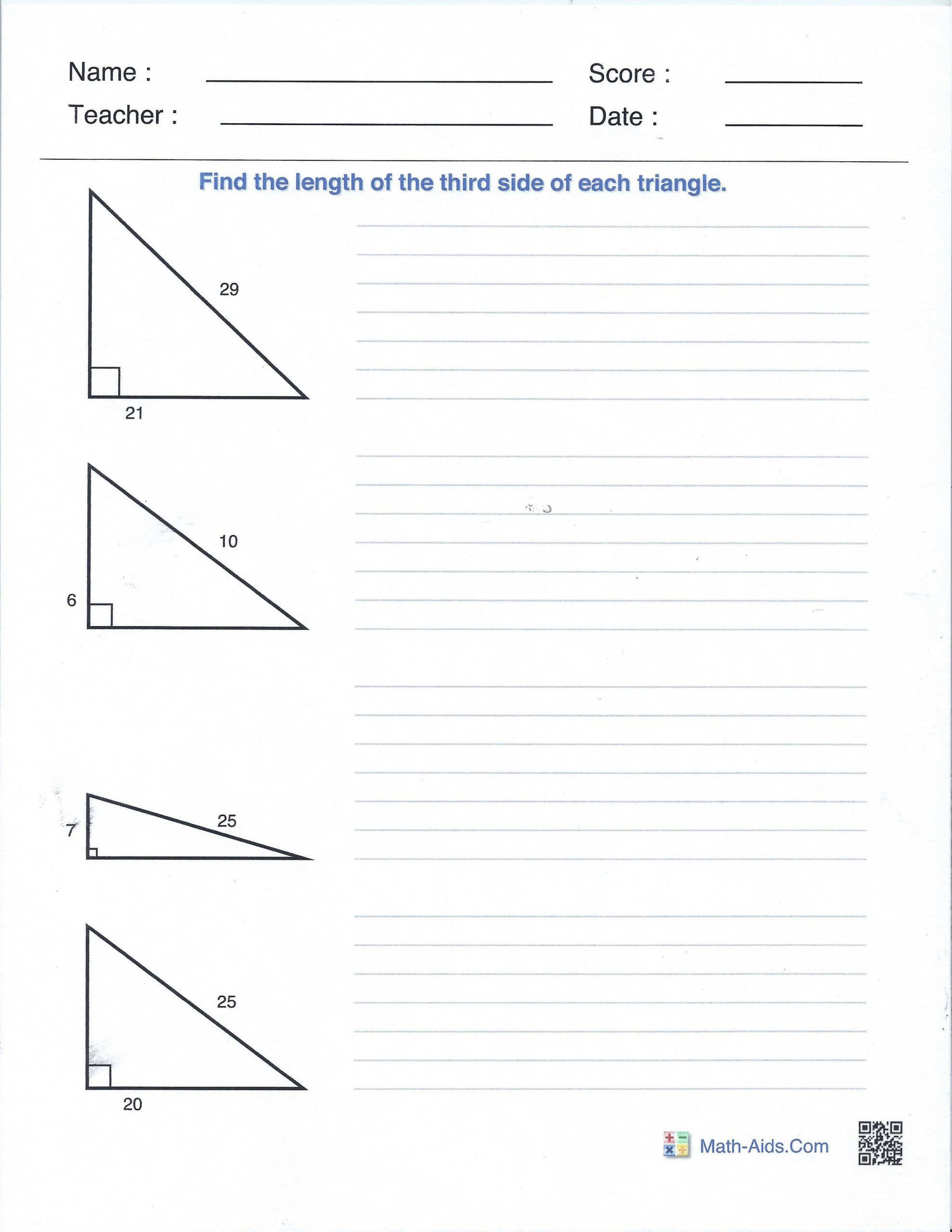 Pythagorean theorem Worksheet Answers Right Angles and the Pythagorean theorem