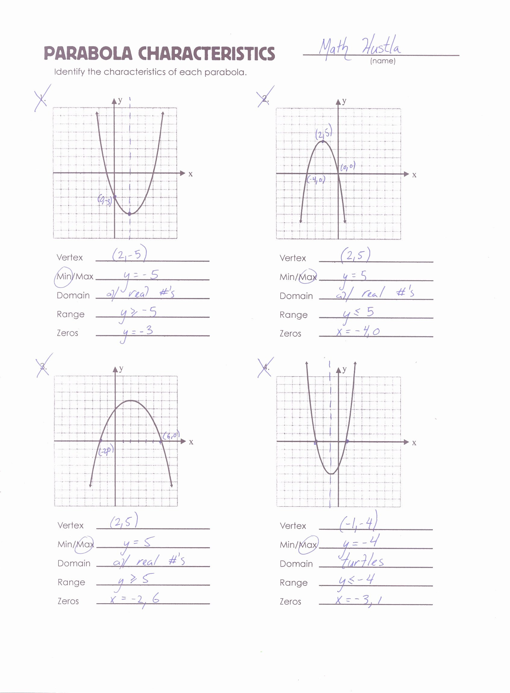 Quadratic Functions Worksheet Answers Standard to Vertex form Worksheet
