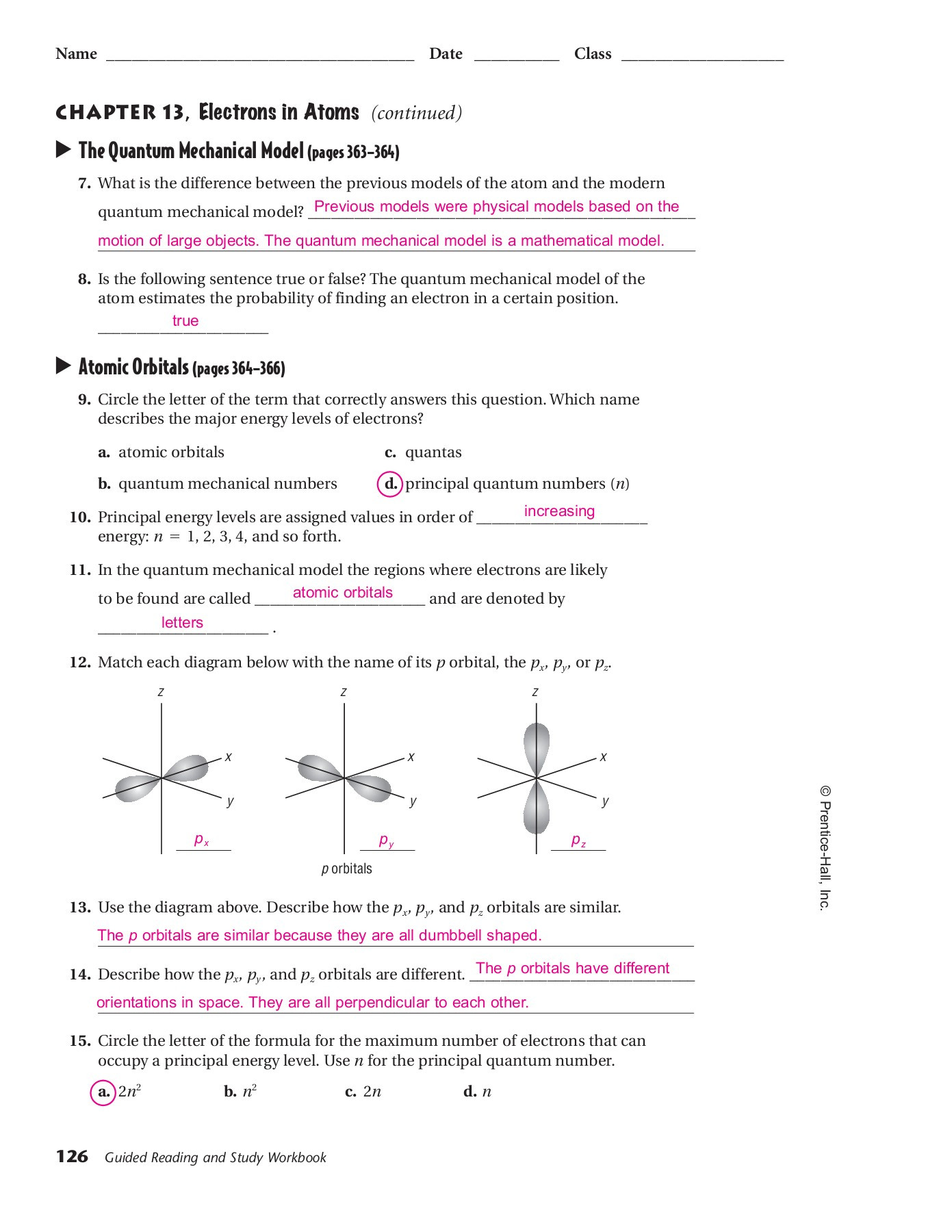 Quantum Numbers Practice Worksheet 13 Electrons In atoms Teacher Notes Pages 1 6 Text