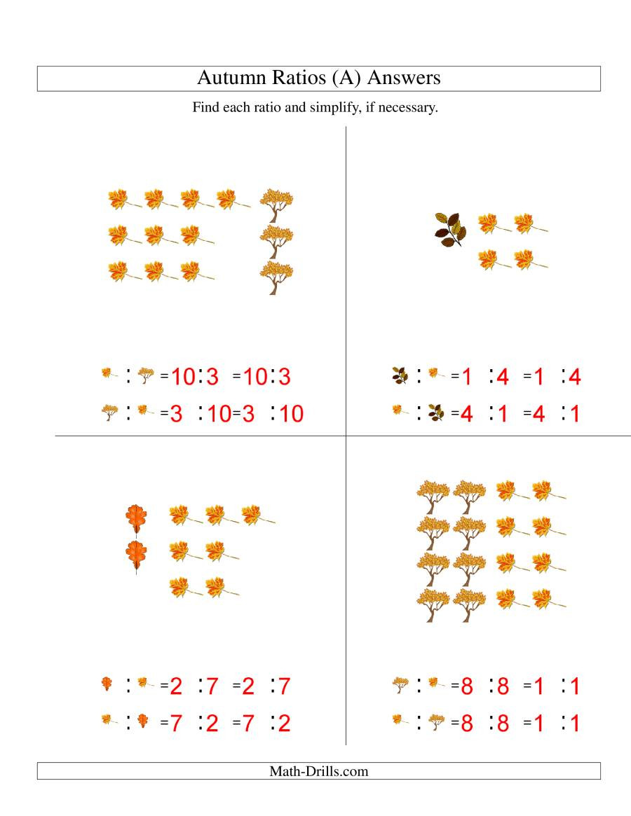 Ratio and Proportion Worksheet Autumn Picture Simple Ratios A