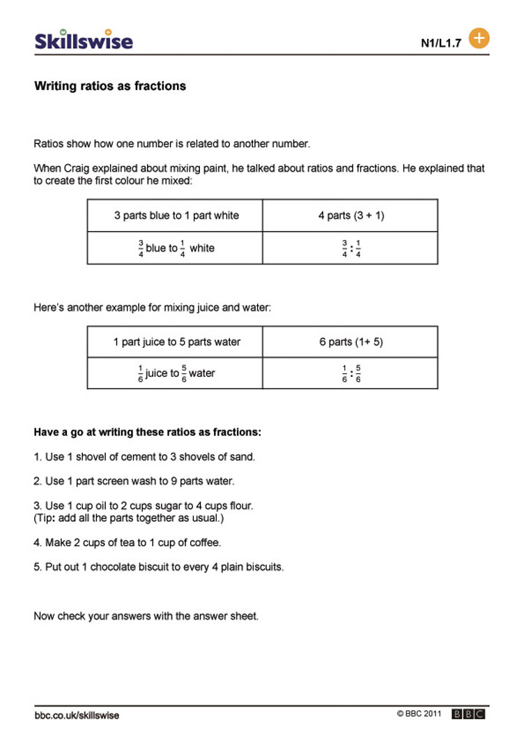 Ratio and Proportion Worksheet Worksheets with Ratios and Proportions