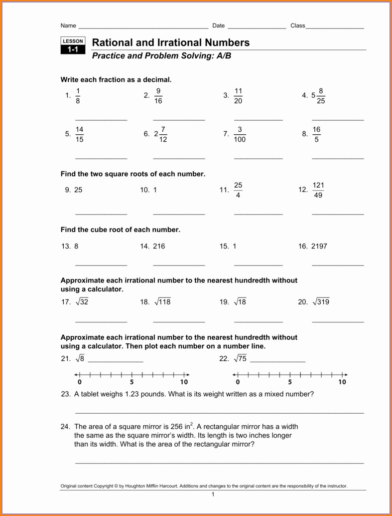 Rational and Irrational Numbers Worksheet Rational Numbers Class 8 Worksheet – Servicenumber