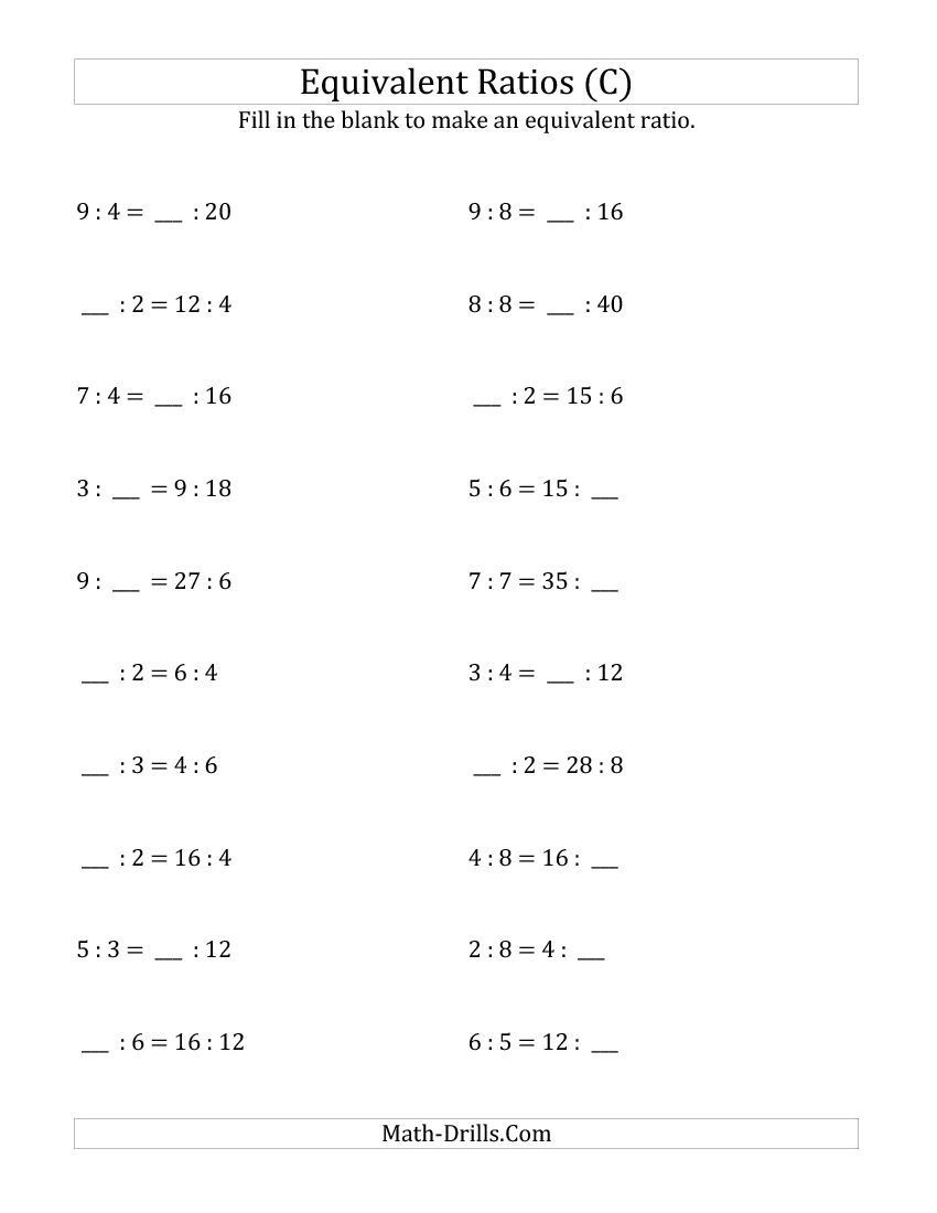 Ratios and Rates Worksheet Free Math Worksheets for 6th Grade Ratios