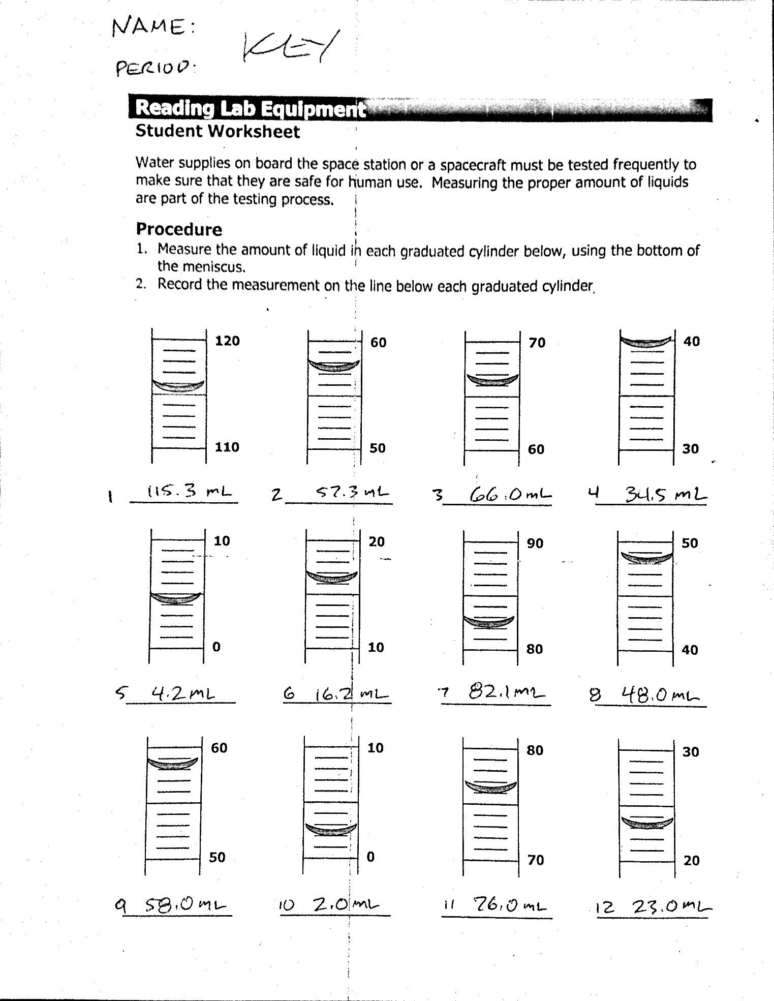 Reading A Graduated Cylinder Worksheet Reading Significant Figures Worksheet