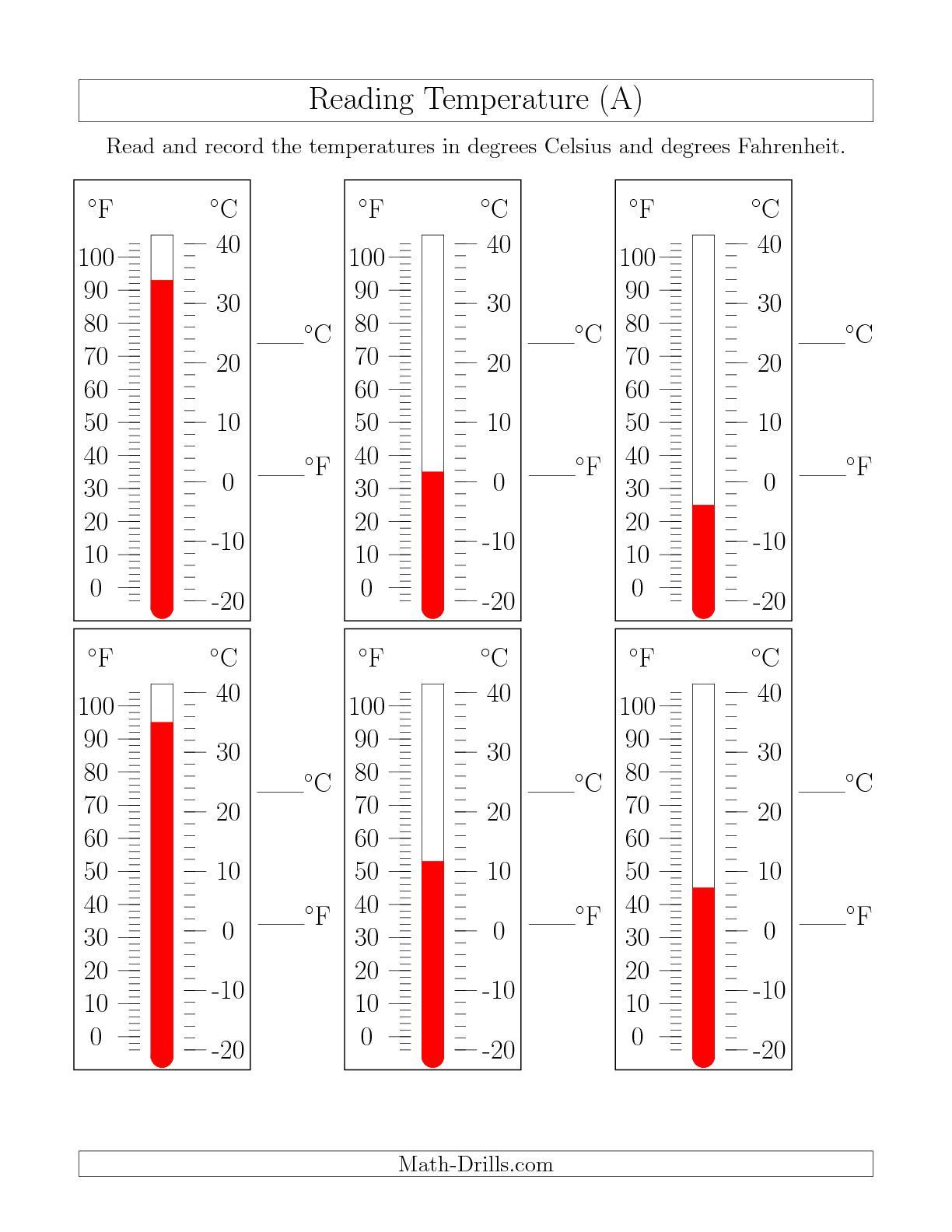 Reading A Graduated Cylinder Worksheet the Reading Temperatures From thermometers A