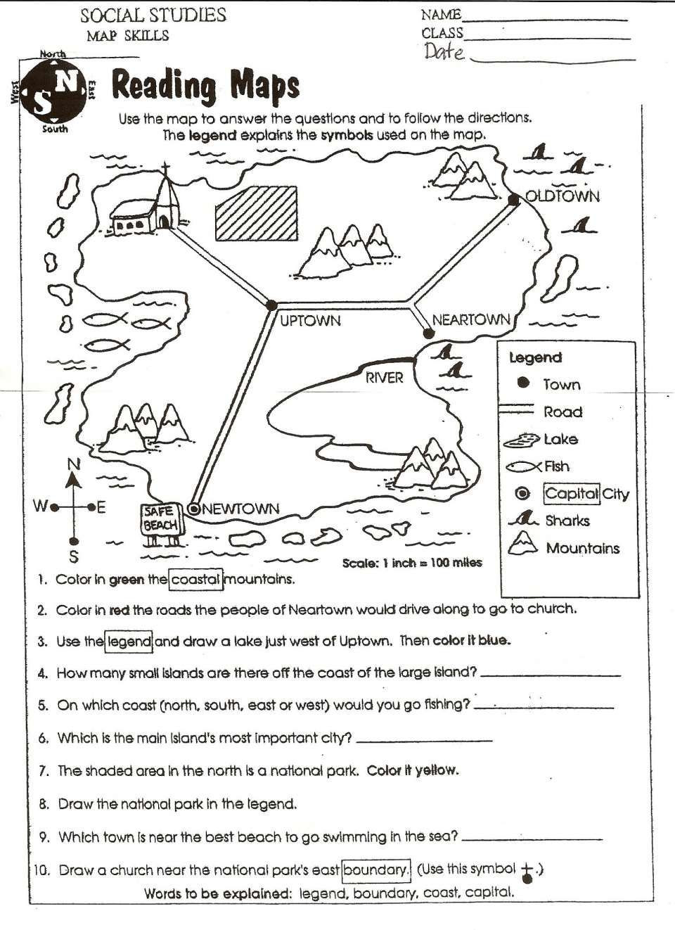 Reading A Map Worksheet 11 Reading A Map First Grade Worksheet