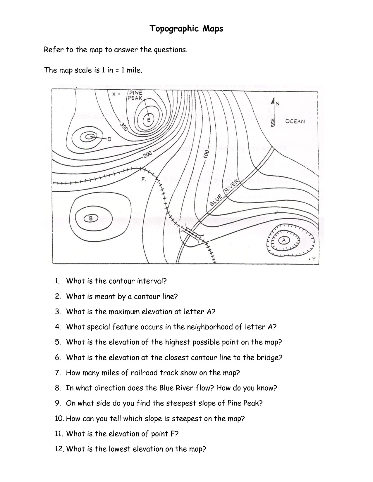 Reading A Map Worksheet Fresh topographic Map Reading Worksheet Answers