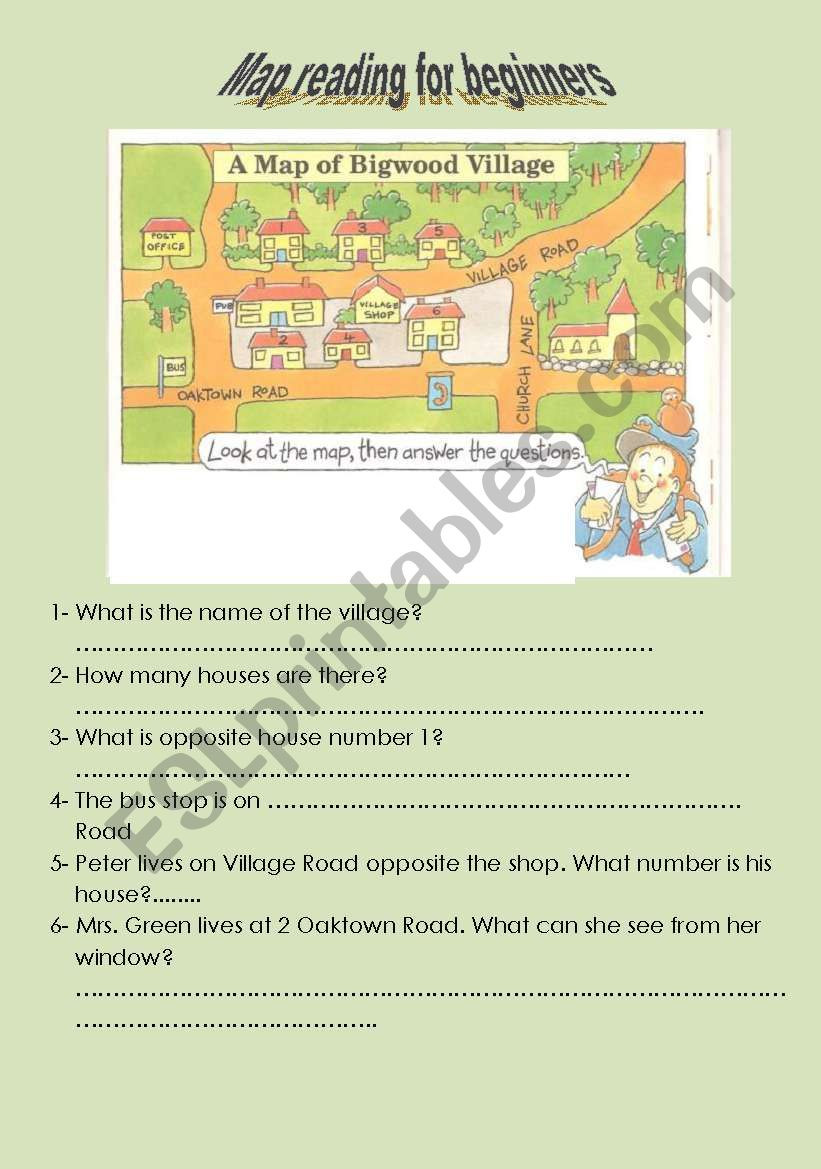 Reading A Map Worksheet Map Reading Esl Worksheet by Aurore