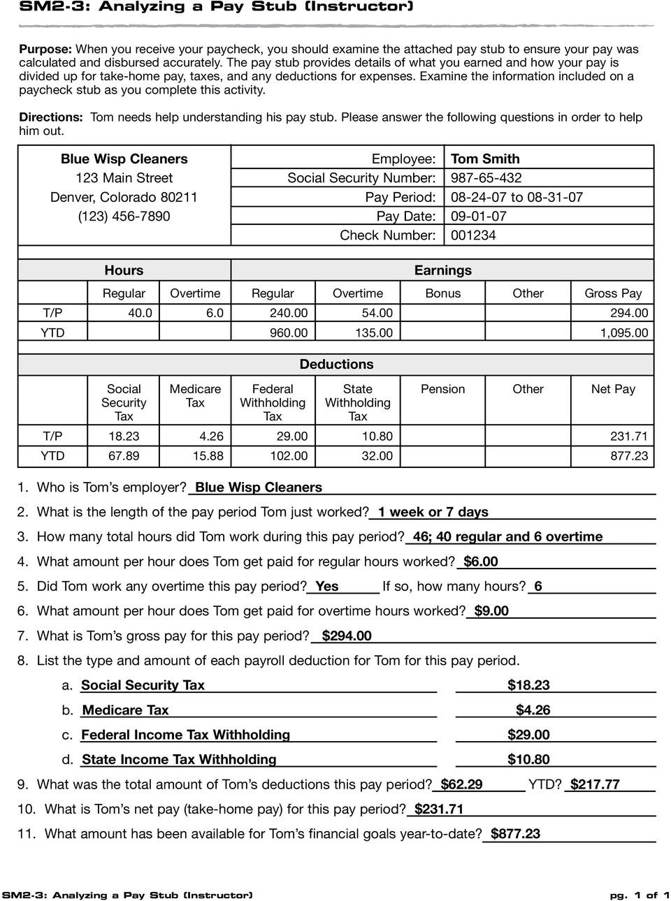 Reading A Pay Stub Worksheet 34 Reading A Pay Stub Worksheet Worksheet Resource Plans