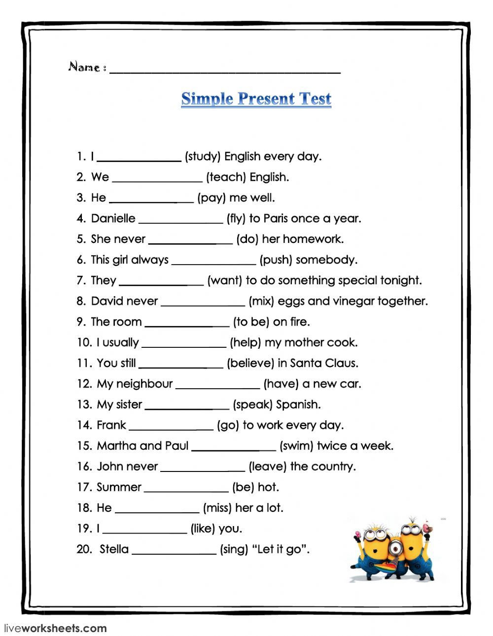 Relative Dating Worksheet Answer Key Present Simple Interactive and Able Worksheet You