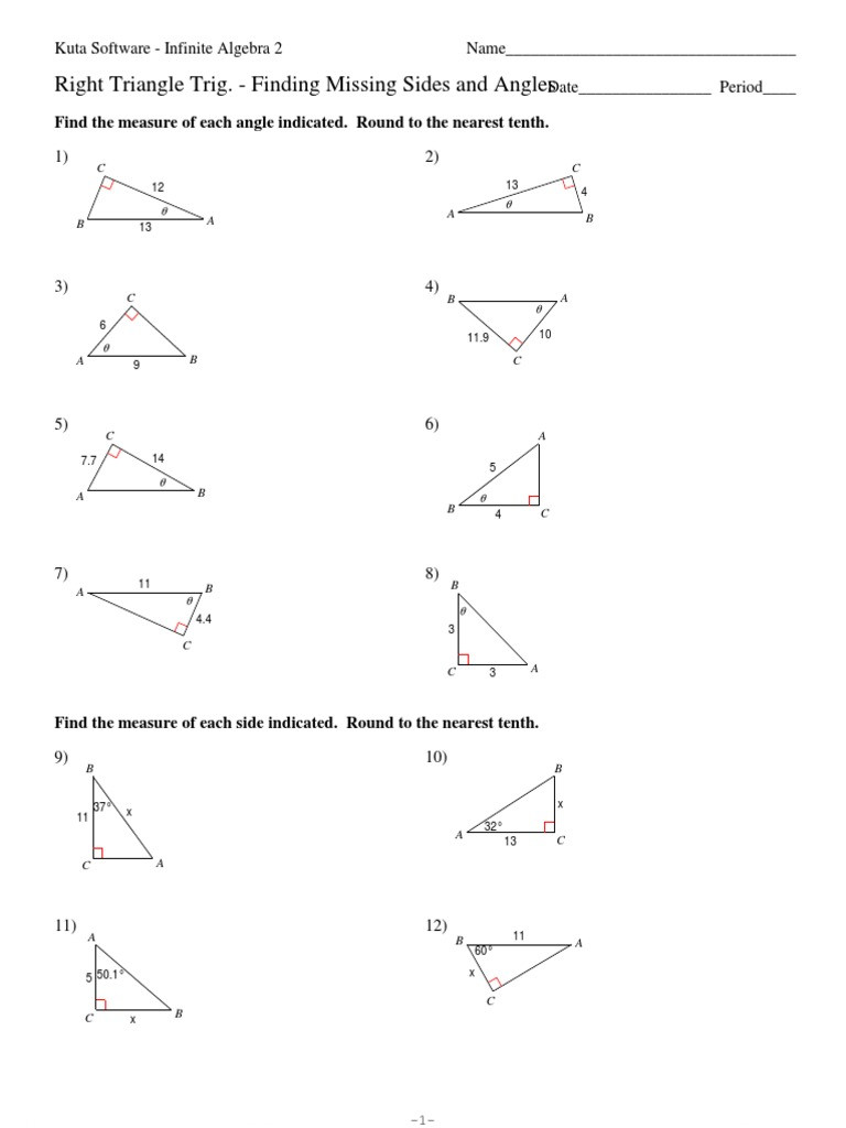Right Triangle Trig Worksheet Answers Right Triangle Trig Missing Sides and Angles Pdf