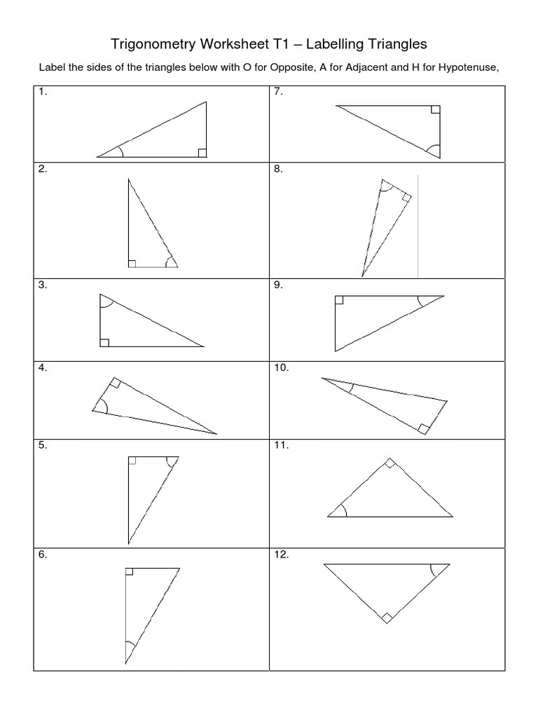 Right Triangle Trigonometry Worksheet Trigonometry Sin Cos Tan Worksheets