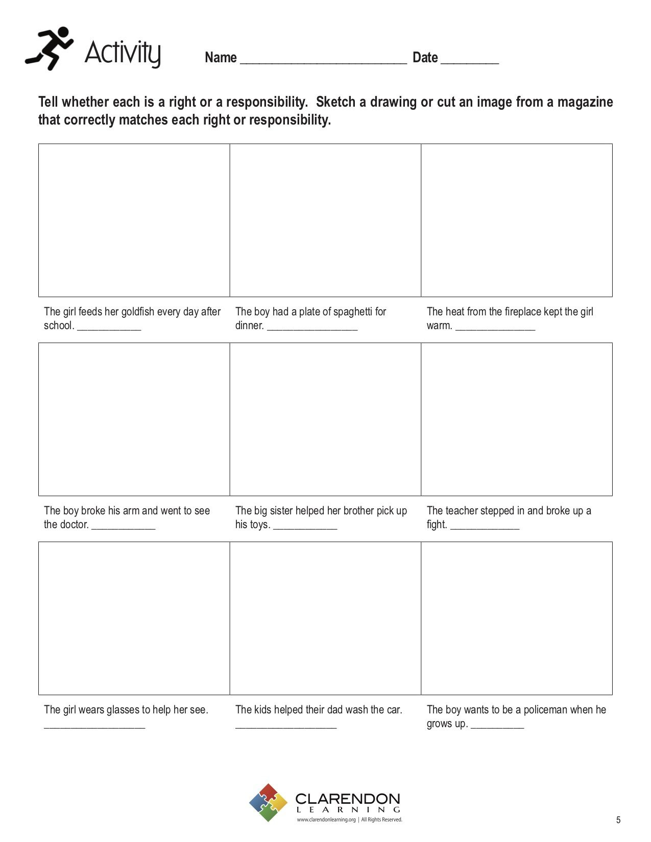 Rights and Responsibilities Worksheet Rights and Responsibilities
