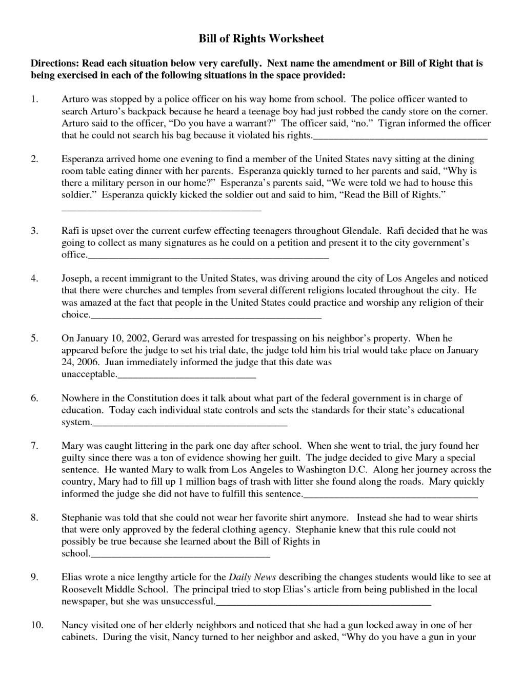 Rights and Responsibilities Worksheet Unique Icivics Bill Rights Worksheet