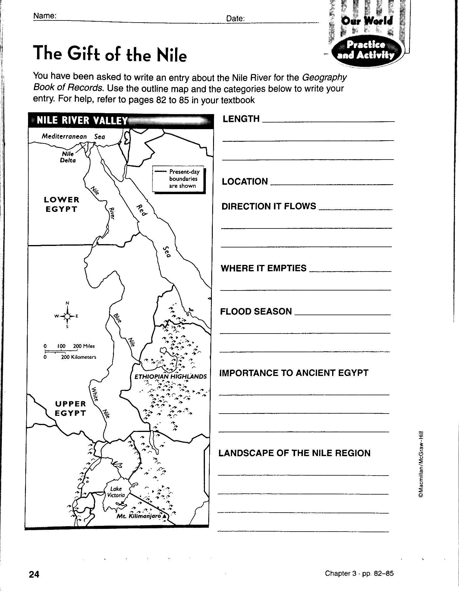 River Valley Civilizations Worksheet Answers Chapter 3 Ancient Egypt
