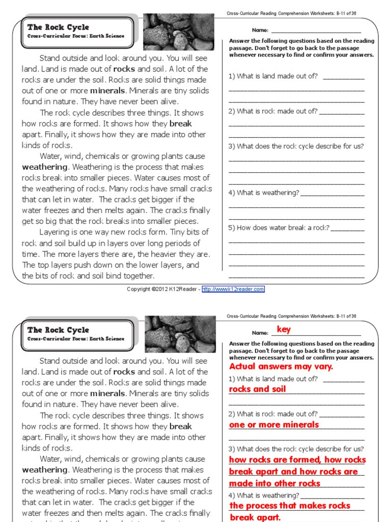 Rock Cycle Worksheet Answers Gr2 Wk11 Rock Cycle Weathering