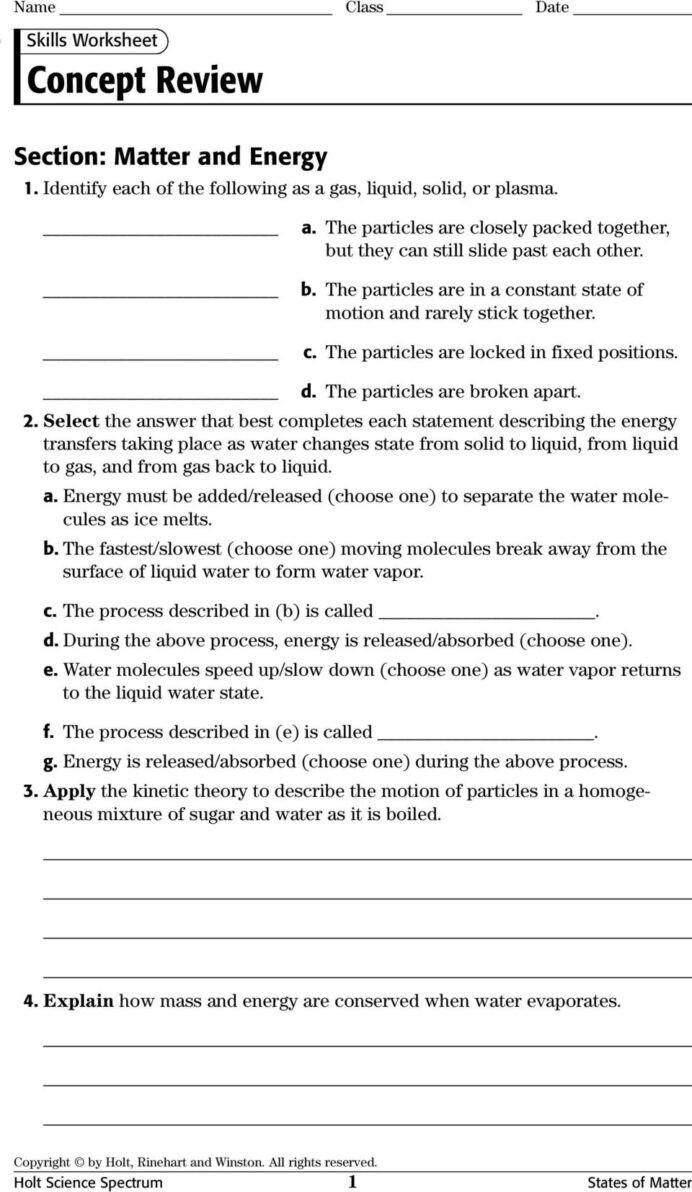 Science Skills Worksheet Answer Key Physical Science Concept Review Worksheets with Answer Keys