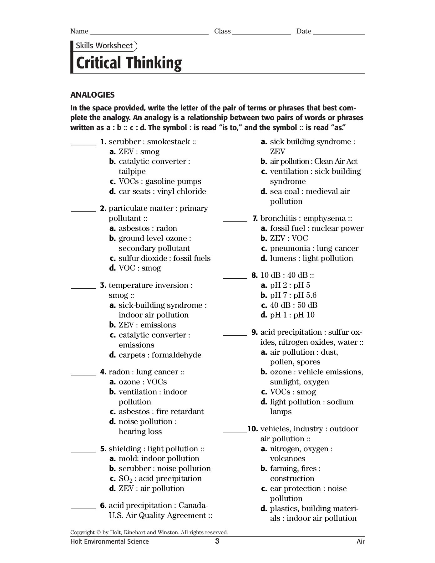 Science Skills Worksheet Answer Key Skills Worksheet Critical Thinking Wikispaces Pages 1 4